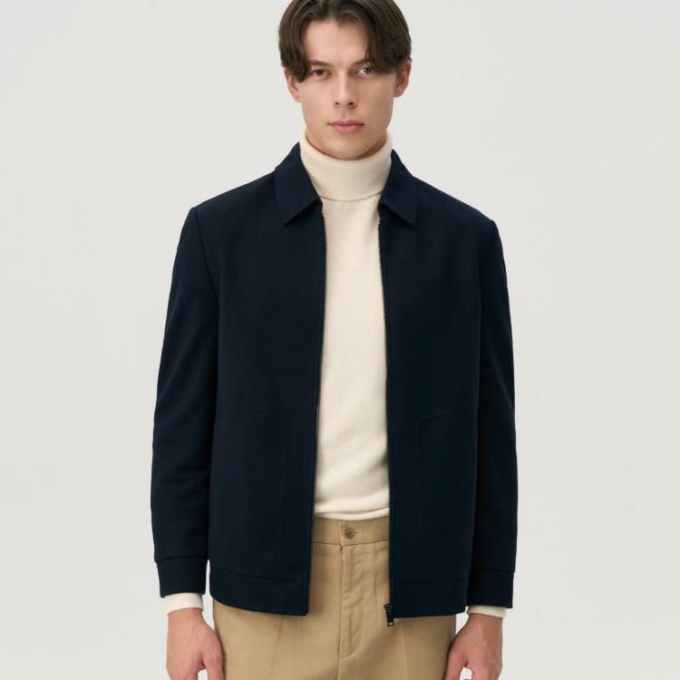 Wool-Blend Relaxed Jacket Navy