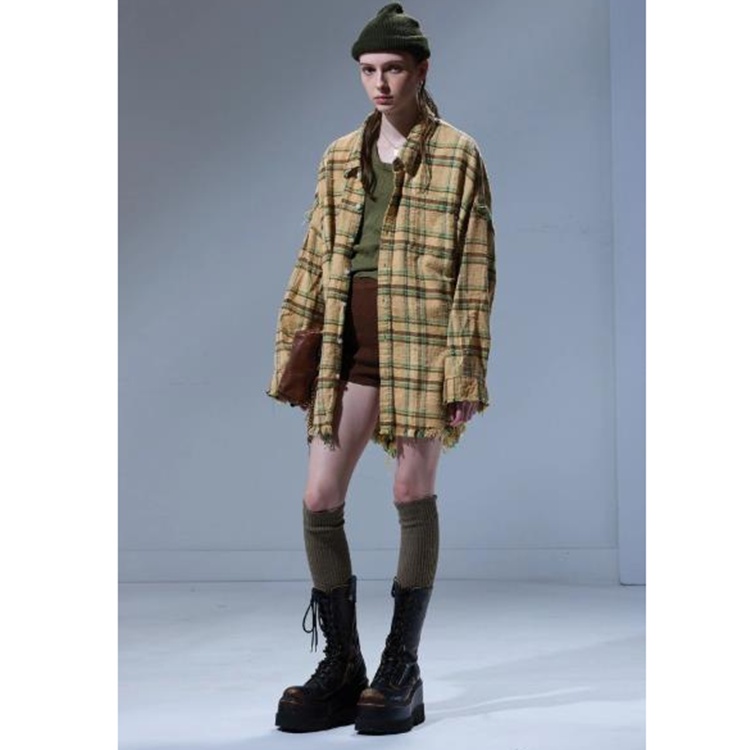 SHREDDED SEAM DROP NECK SHIRT