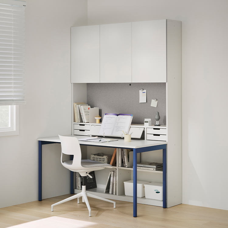 (벽고정) 6단 
다리형책상 세트 
1400폭 (도어포함)