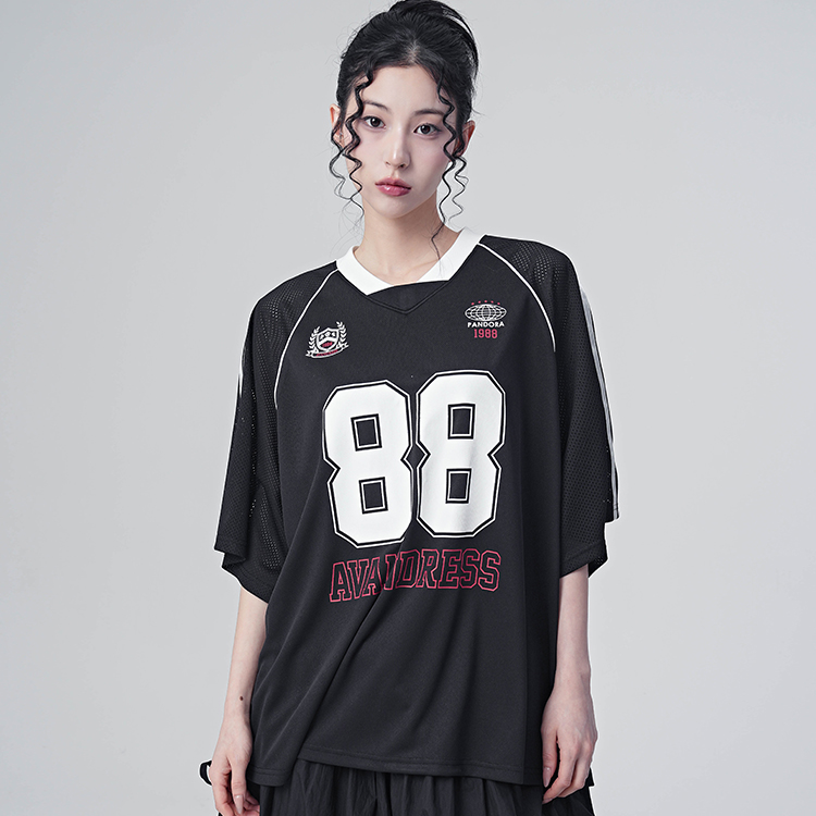 88 메쉬 풋볼 저지 티셔츠_BLACK