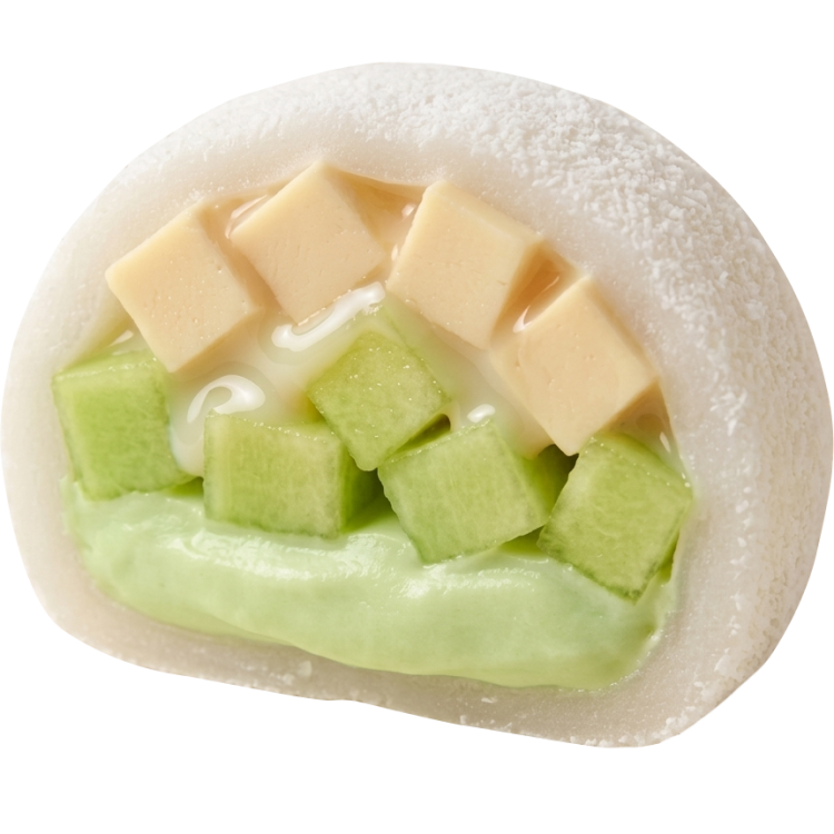 메로나 프로스팅(크림) + 메론 + 치즈큐브 + 코코넛 가루