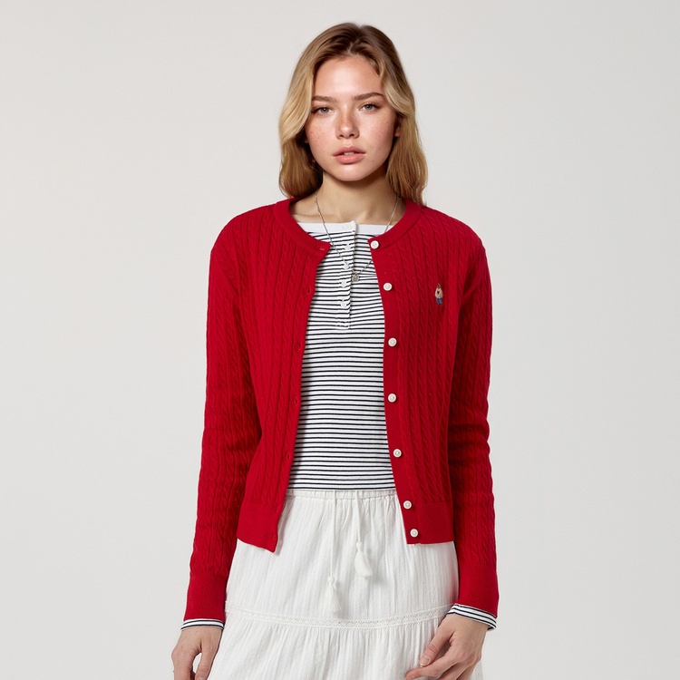 Steve 
High Gauge Cotton 
Cable Cardigan 