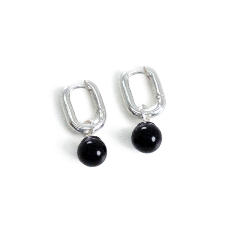 Black Onyx Drop
Hoop Earrings