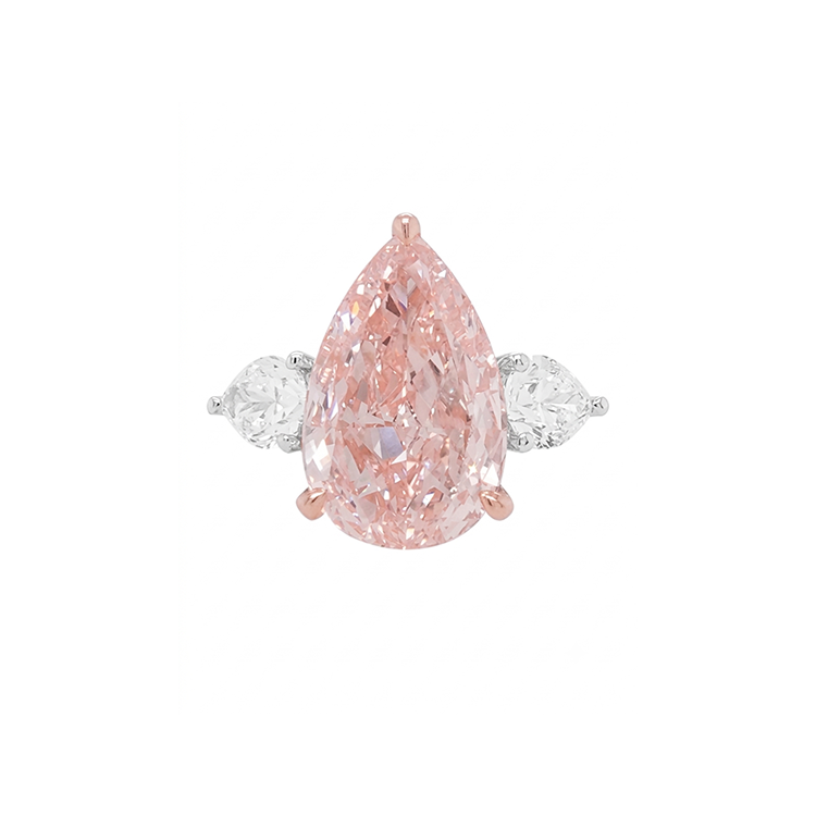 8.04ct PINK PEAR
THREE STONE RING