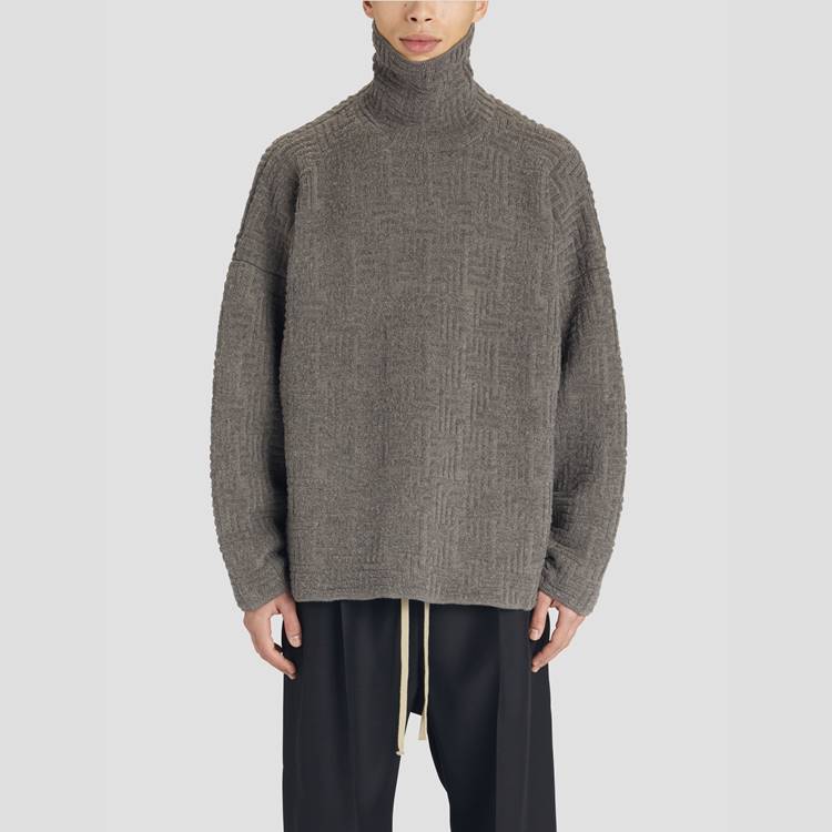 BOUCLE JACQUARD
HIGH NECK 
RELAXED SWEATER