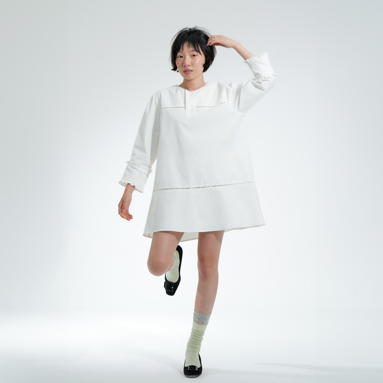 Ruffle Cuffs
Mini Dress, White
