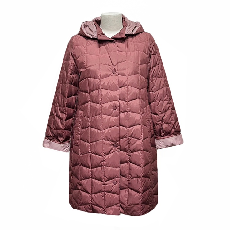 물결 퀼팅 구스다운 패딩