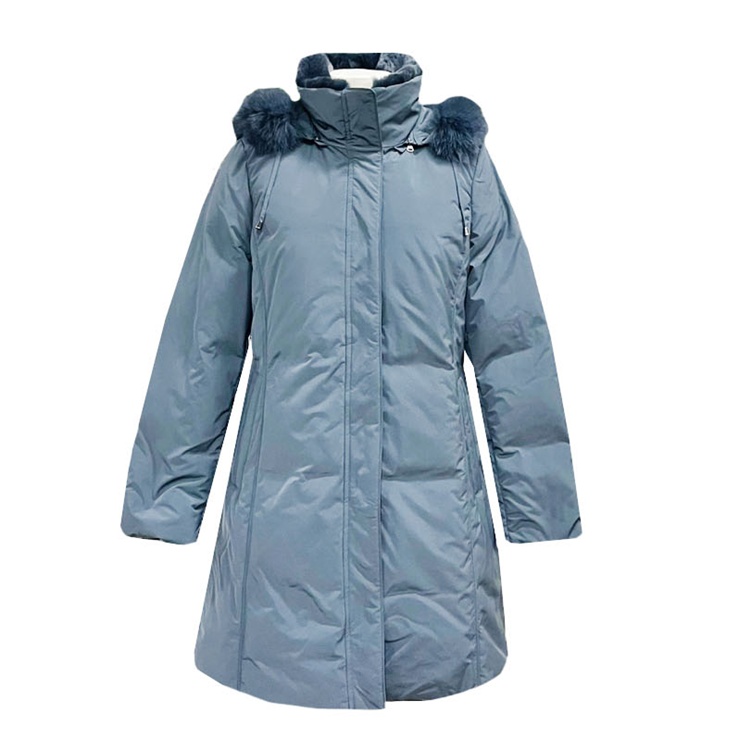 폭스 배색 구스다운 패딩