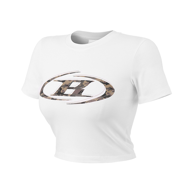W CAMO B LOGO SEMI CROP T-SHIRTS