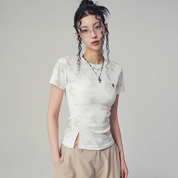 지나 포그 셔링 자카드 티_WHITE