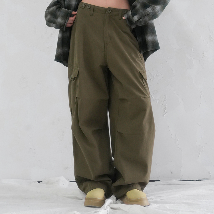 Enter 와이드 카고 코튼 팬츠_KHAKI