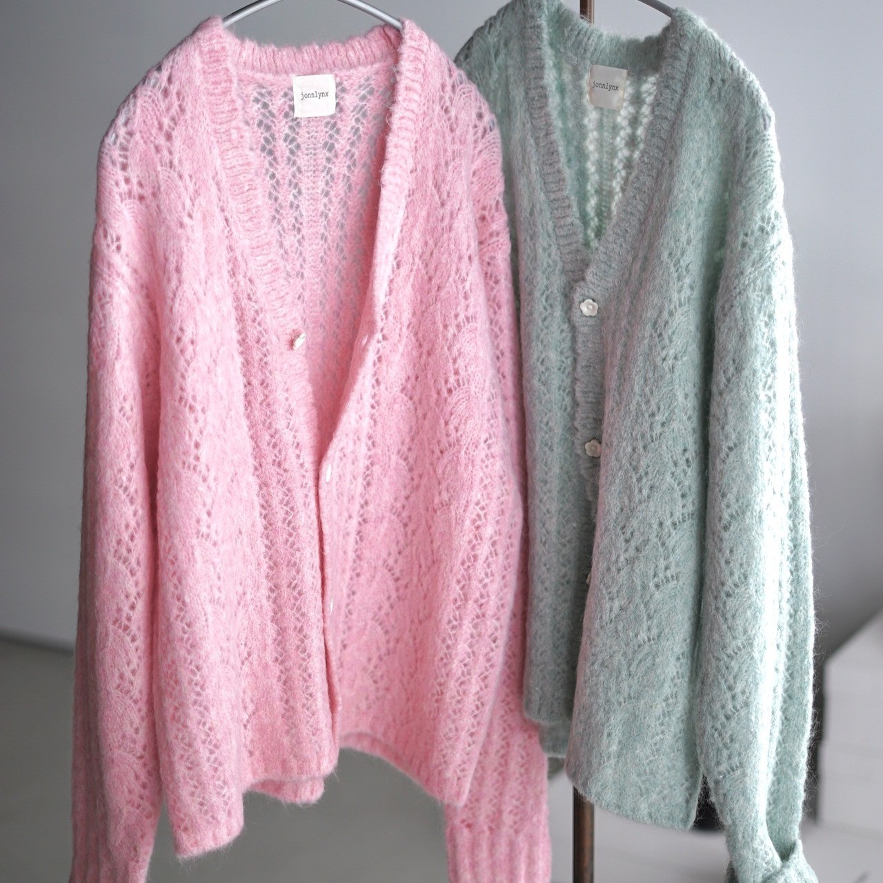 mohair sukashi knit
cardigan