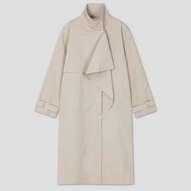 High Neck Ruffle
Long Trench Coat