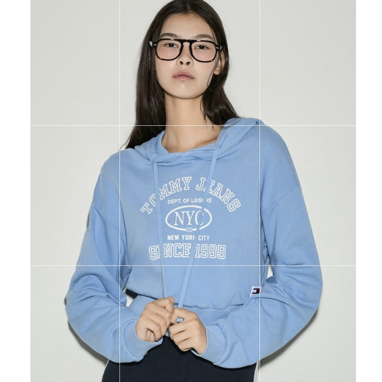 여성 크롭 바시티 후디
